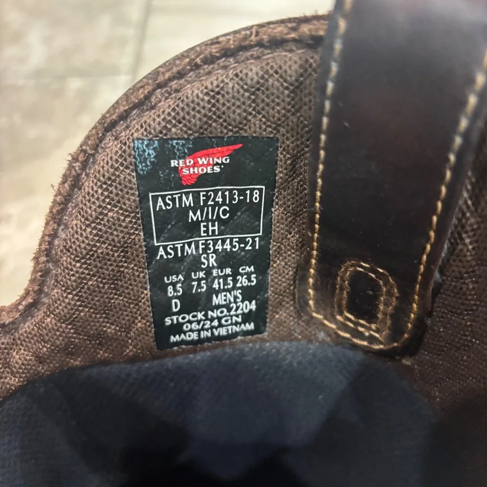 Red Wings 2204 Rio Flex Mens Brown Leather Square Safety Toe Work Boot Size 8.5D